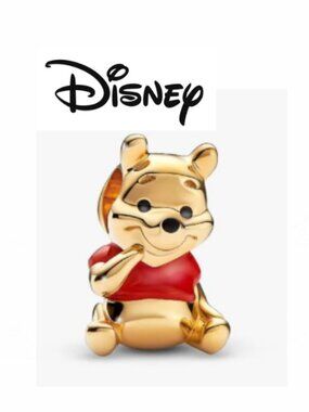 New Disney Winnie The Pooh Gold Red Charm for Pandora bracelet or chain